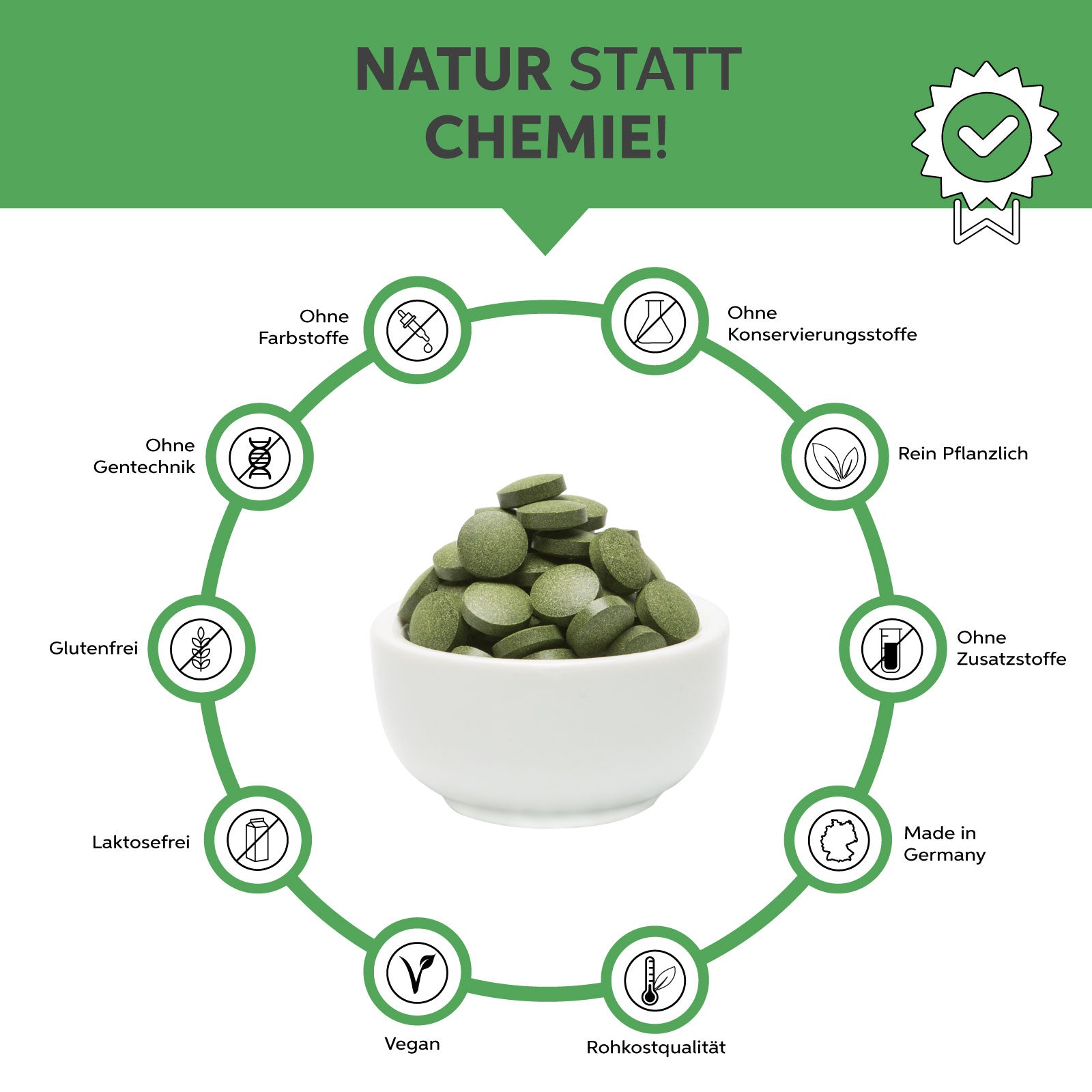 Bio Green Trio Presslinge (Mix aus Chlorella, Spirulina und Gerstengras)