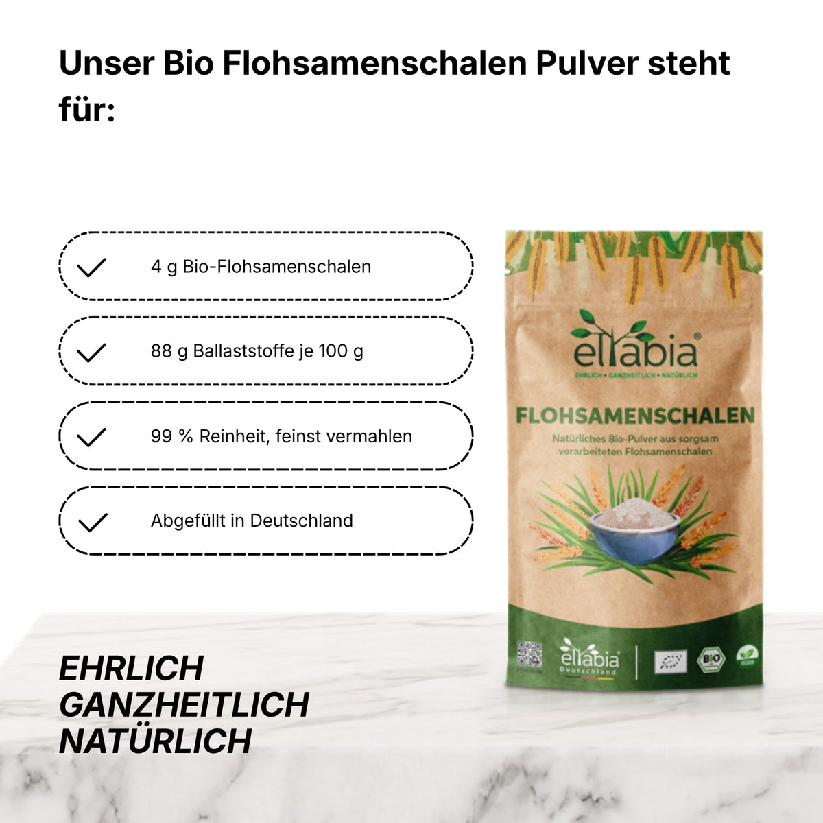 Bio Flohsamenschalen Pulver - 99% Reinheit
