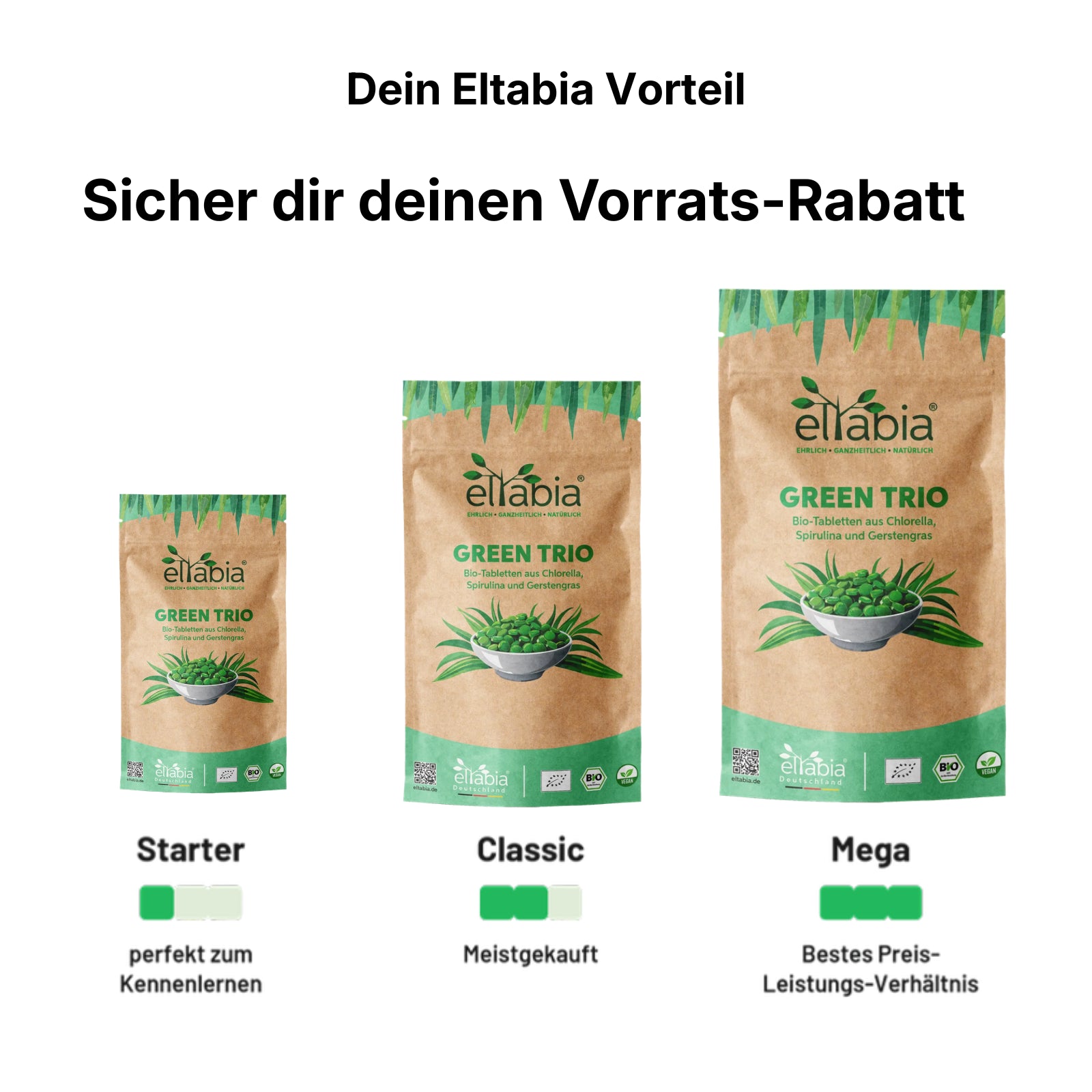 Bio Green Trio Presslinge (Mix aus Chlorella, Spirulina und Gerstengras)