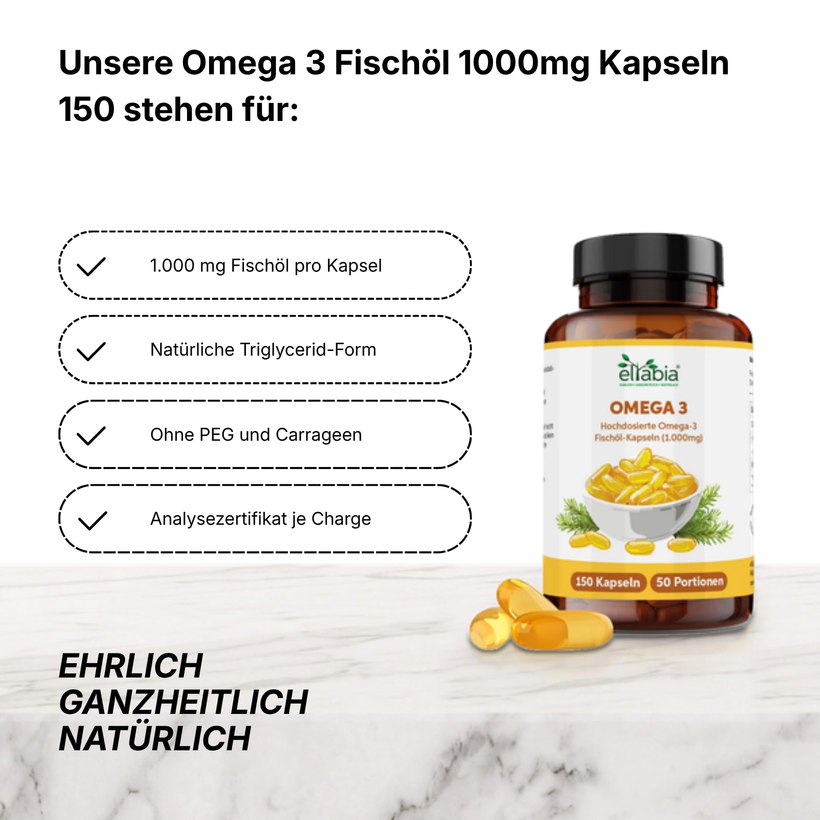 Omega 3 Fischöl 1000mg Kapseln 150
