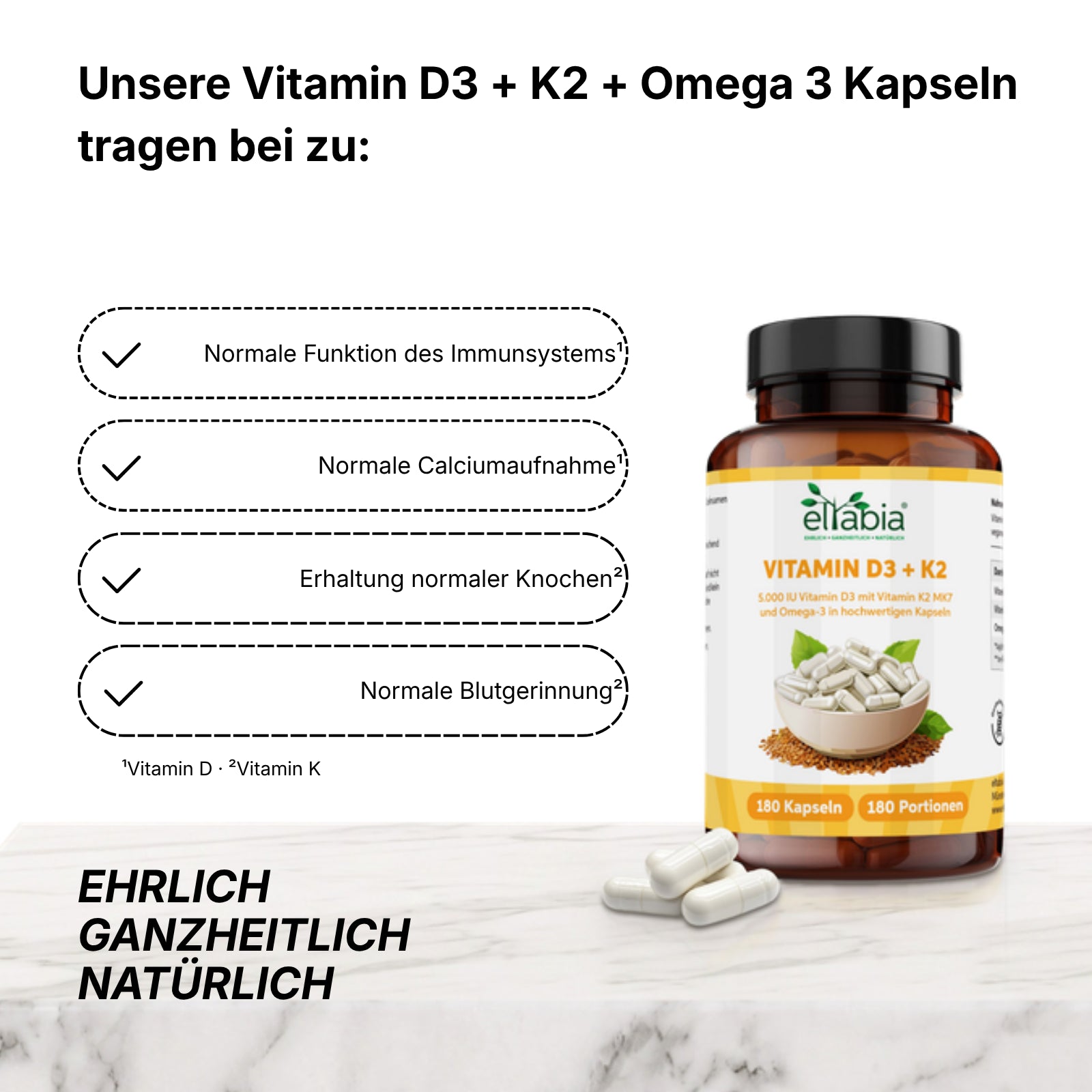 Vitamin D3 + K2 + Omega 3 Kapseln