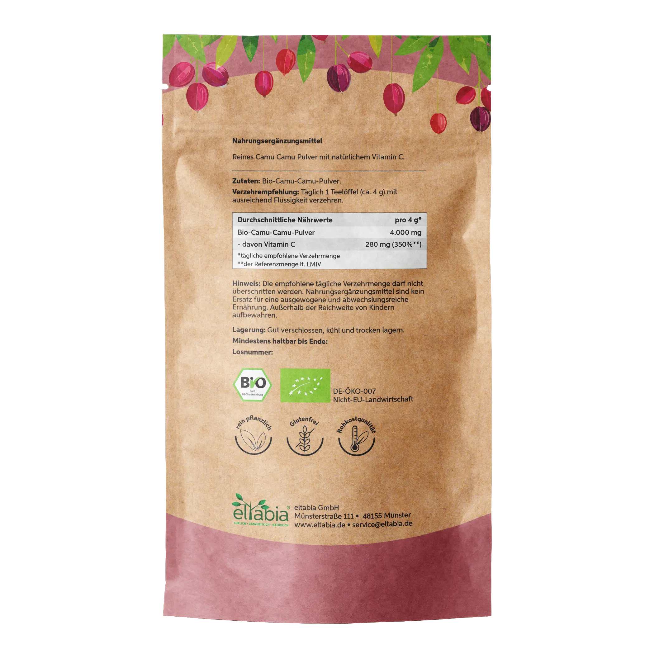 Bio-Camu Camu Pulver - Sonnengetrocknet
