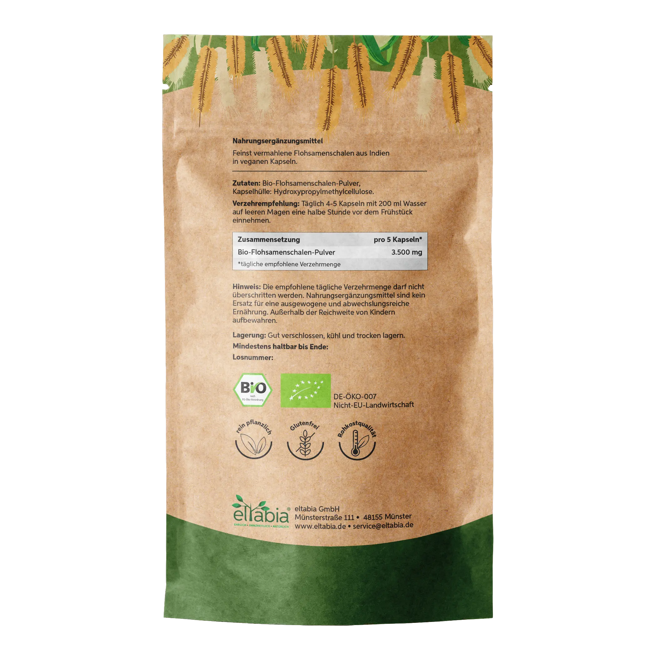 Bio Flohsamenschalen Kapseln – 99% Reinheit