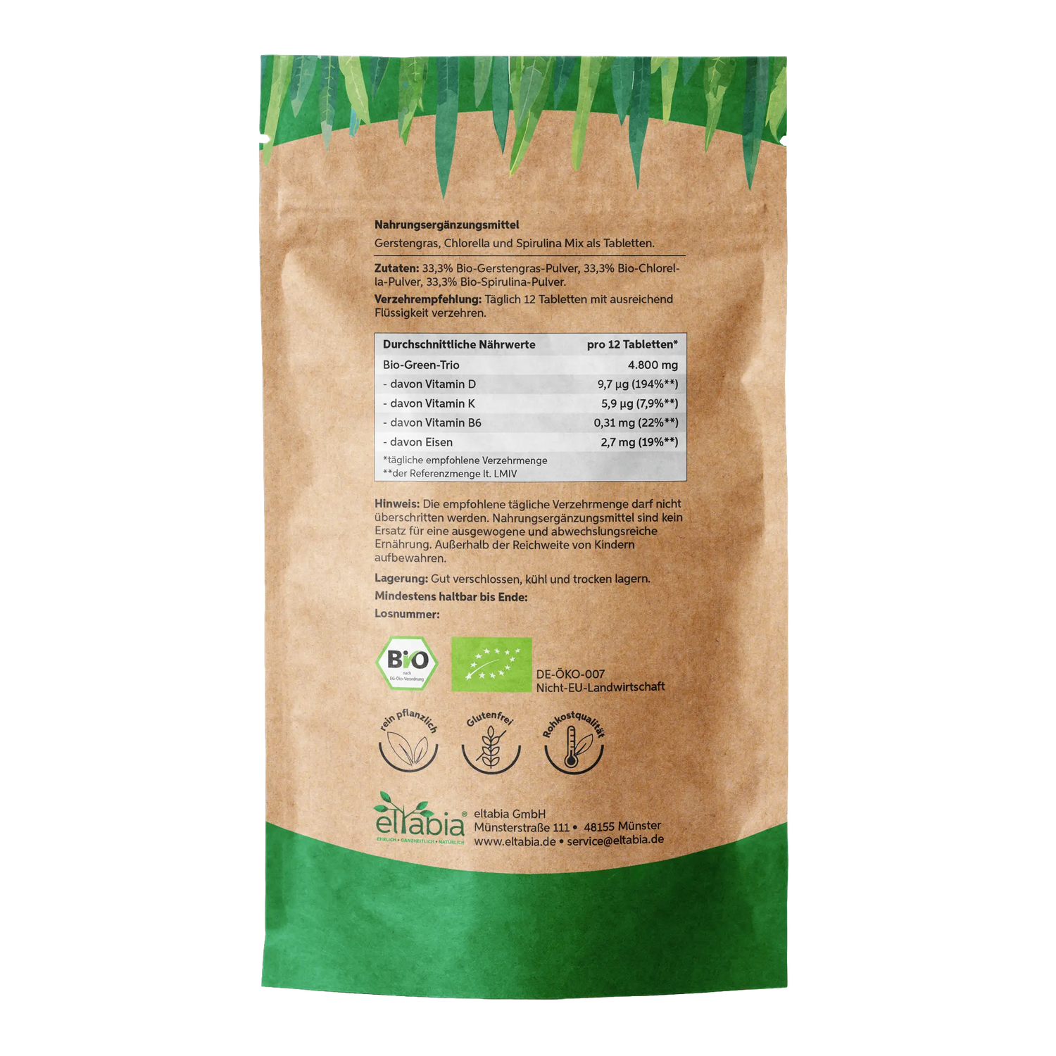 Bio Green Trio Presslinge (Mix aus Chlorella, Spirulina und Gerstengras)