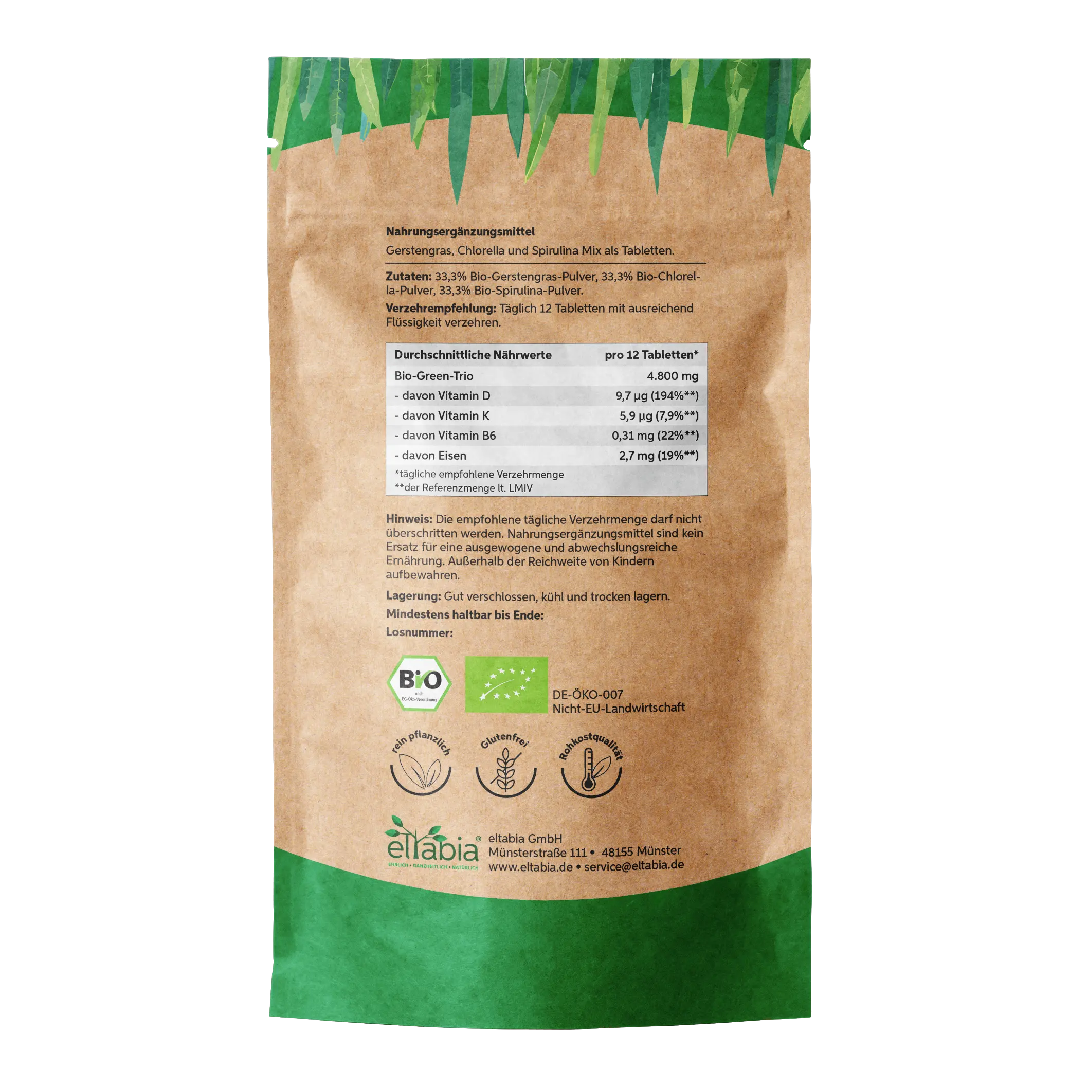 Bio Green Trio Presslinge (Mix aus Chlorella, Spirulina und Gerstengras)