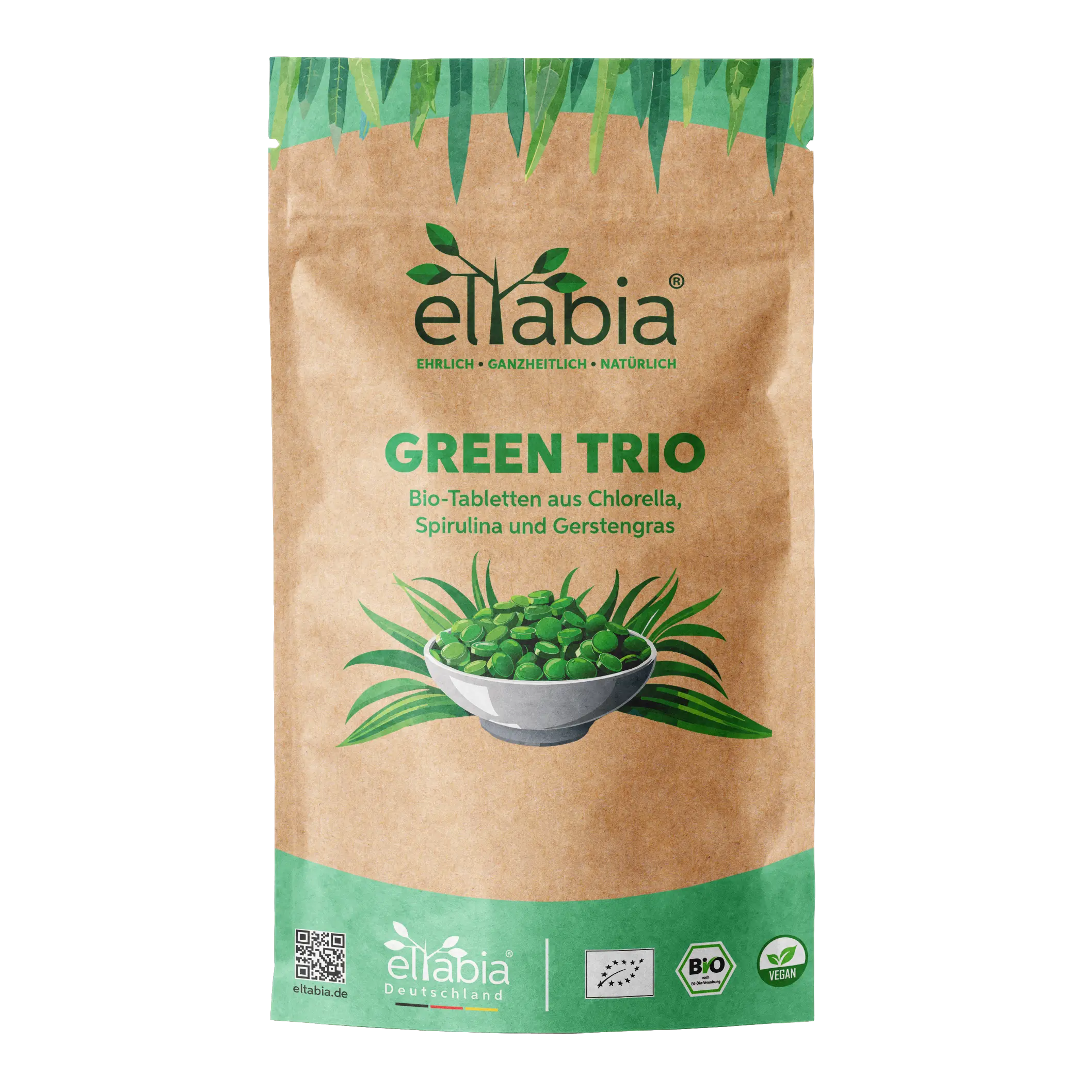 Bio Green Trio Presslinge (Mix aus Chlorella, Spirulina und Gerstengras)