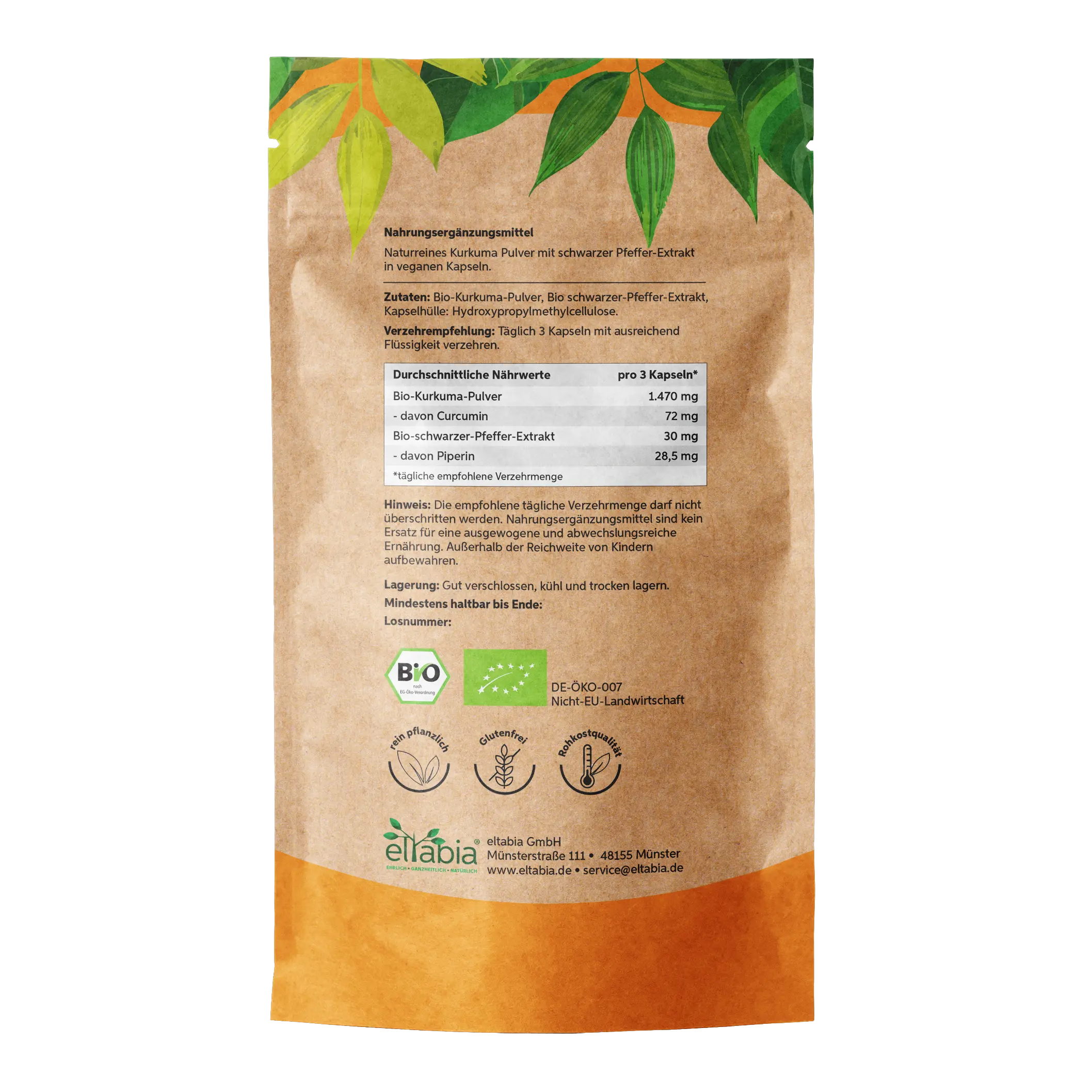 Bio Kurkuma Piperin Kapseln