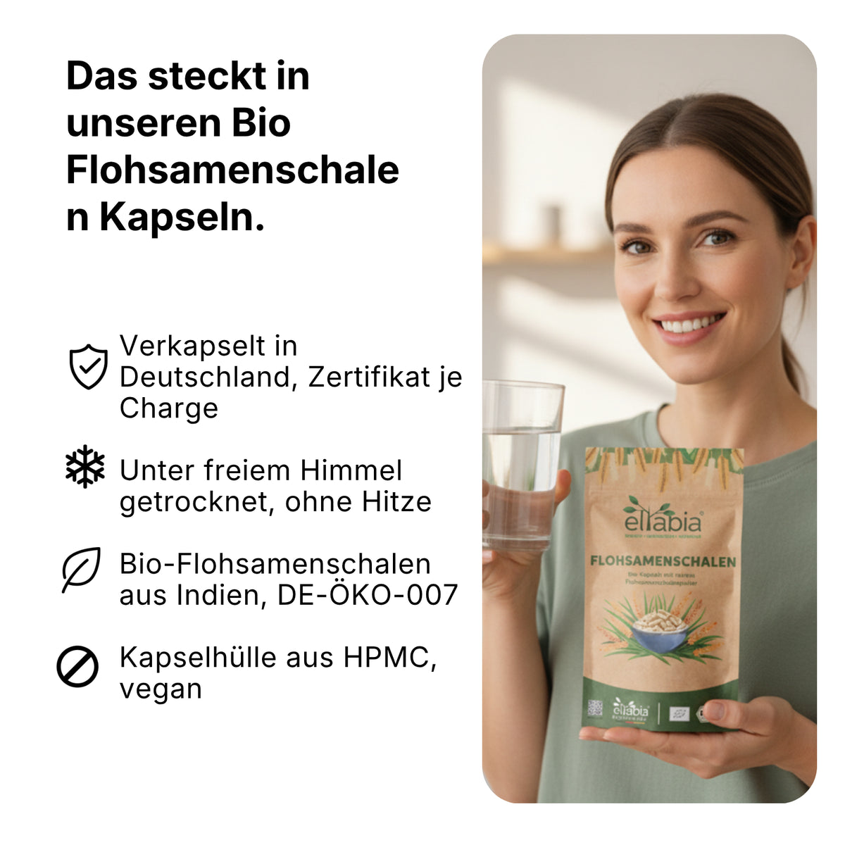 Bio Flohsamenschalen Kapseln – 99% Reinheit