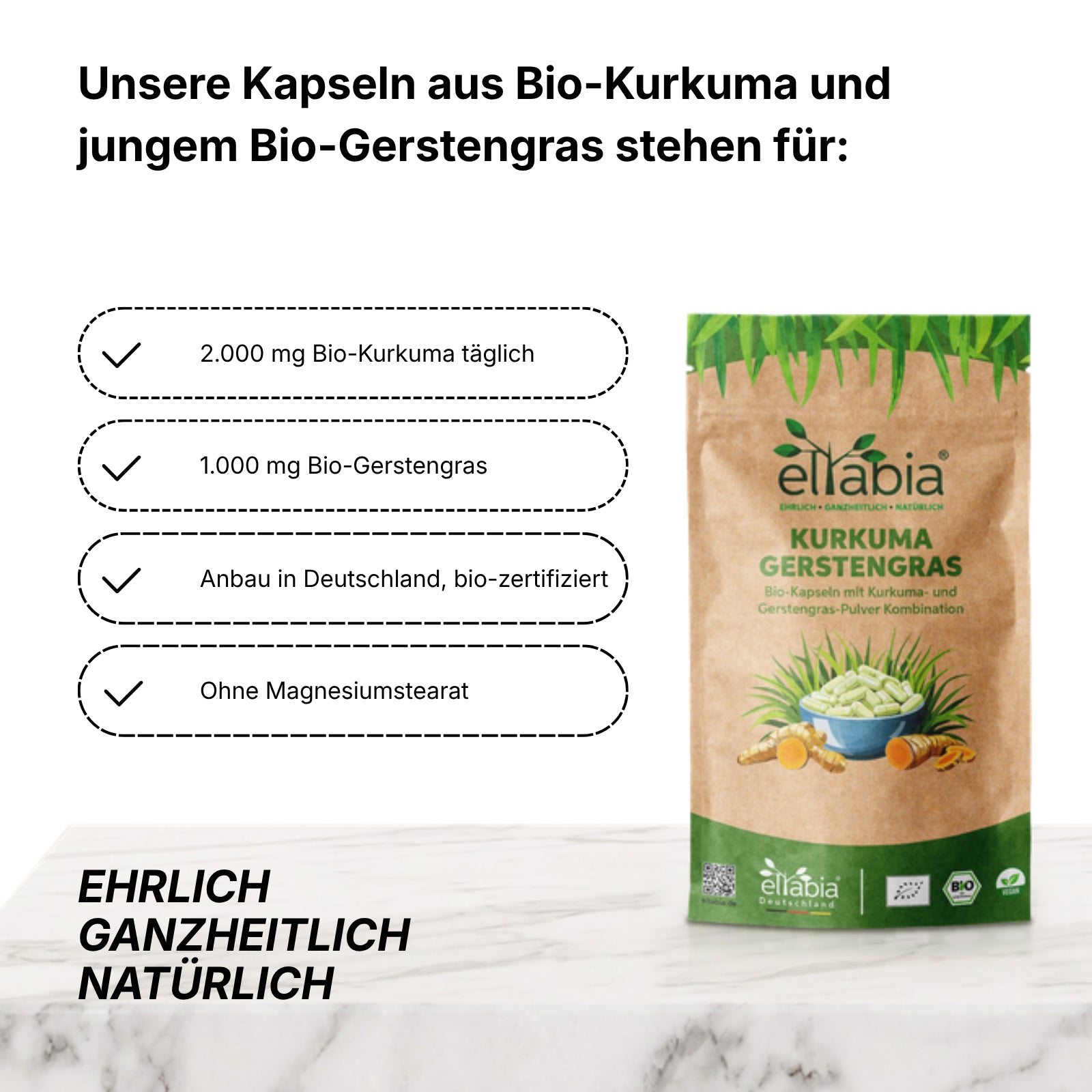 Bio Kurkuma Gerstengras Kapseln