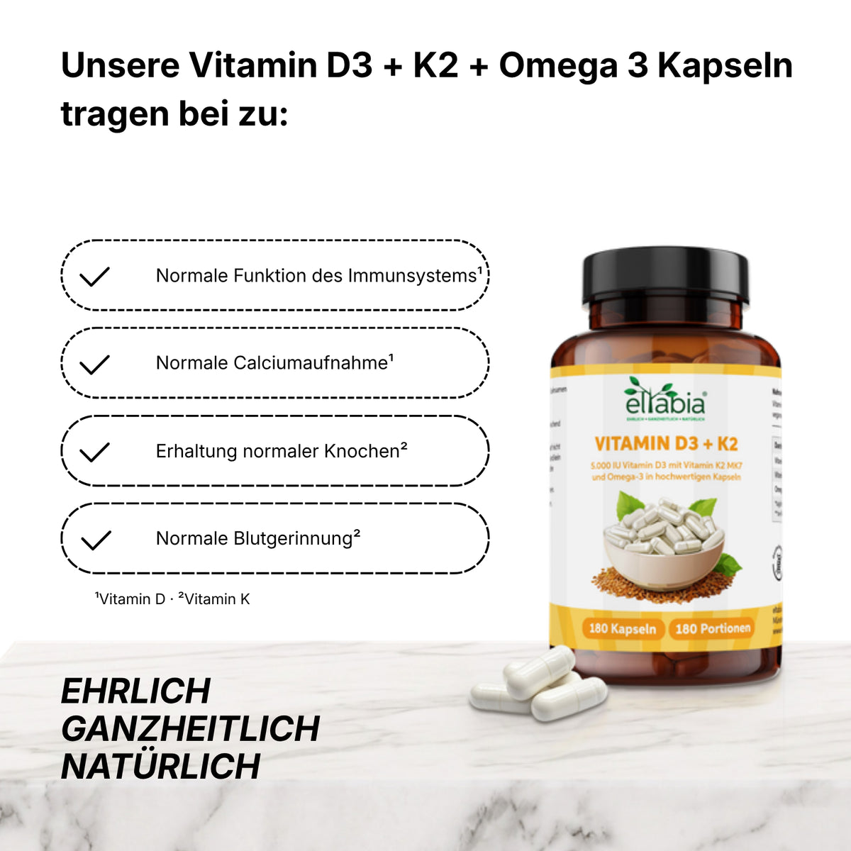 Vitamin D3 + K2 + Omega 3 Kapseln