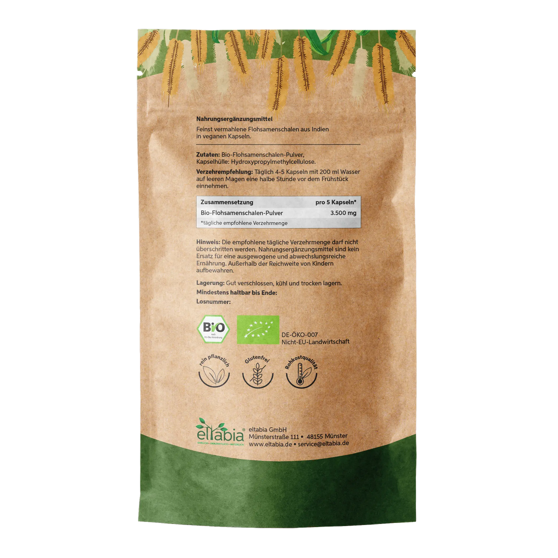 Bio Flohsamenschalen Kapseln – 99% Reinheit