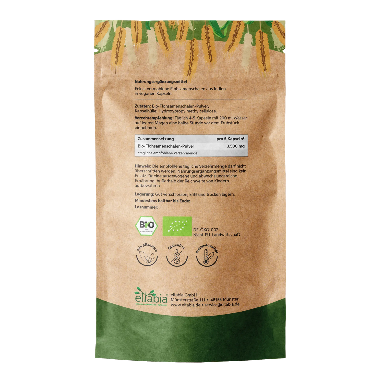 Bio Flohsamenschalen Kapseln – 99% Reinheit