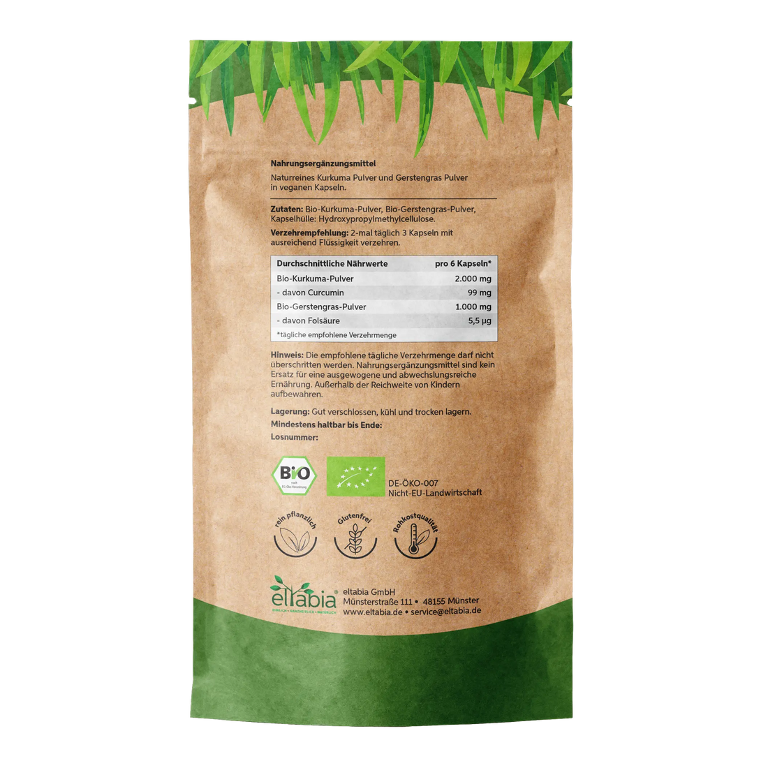 Bio Kurkuma Gerstengras Kapseln