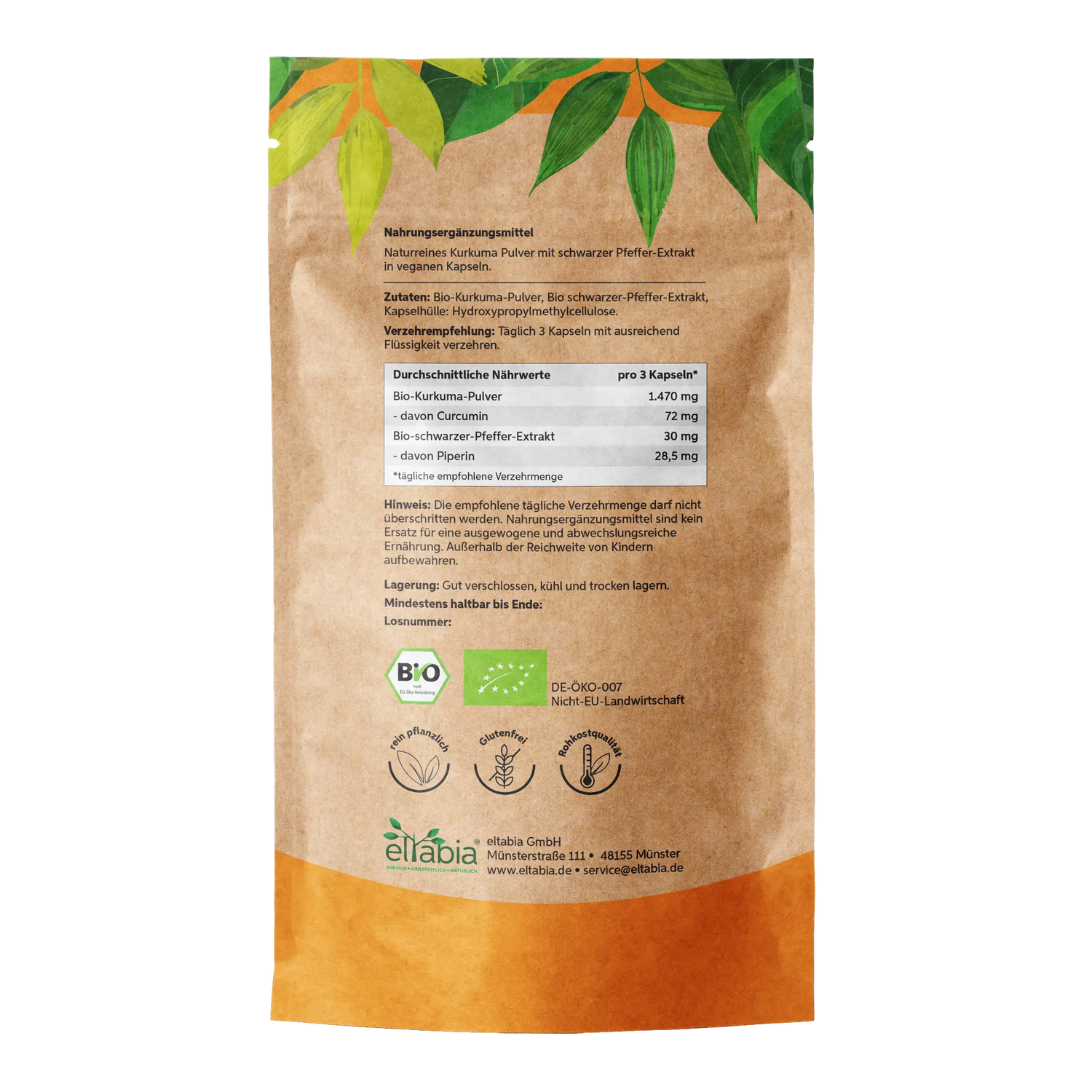 Bio Kurkuma Piperin Kapseln